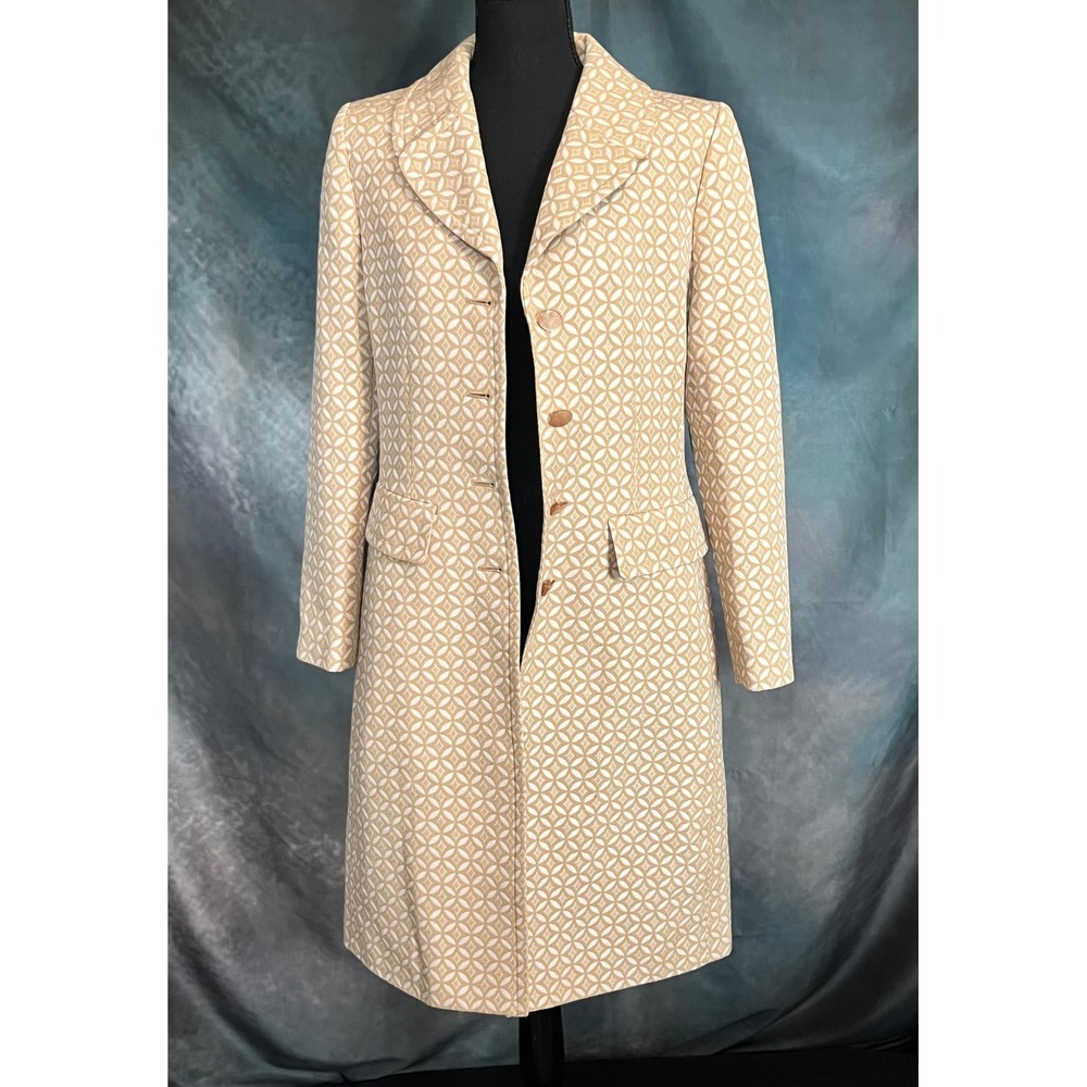 Le Suit Women's Beige Geometric Patterned Dress Coat Size 8 Career‎ - Picture 6 of 8